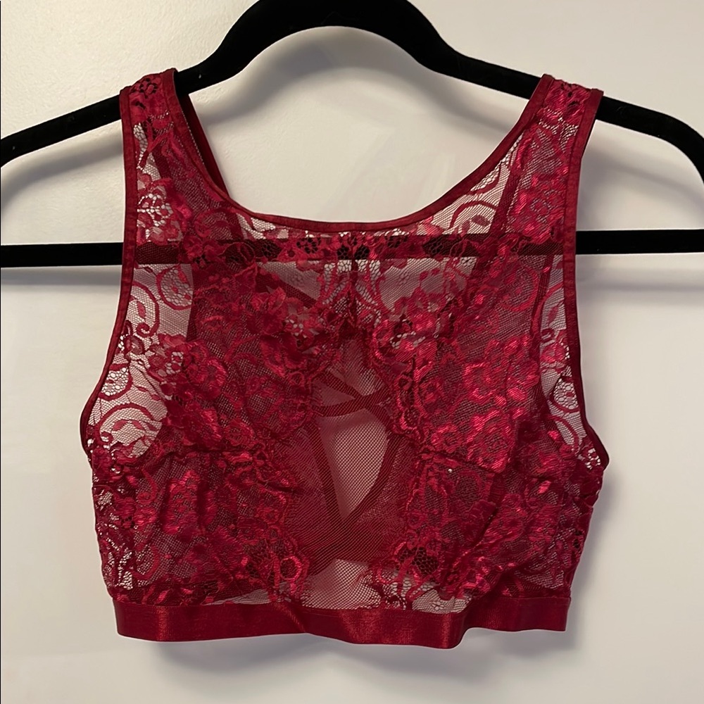Reversible Sheer Lace Bralette crop top in Red - Adore Me
